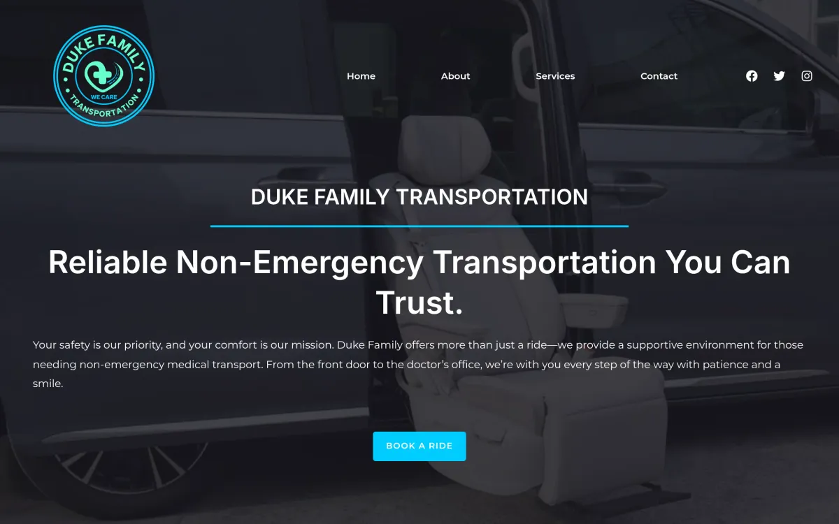 Duke Family Transportation website designed by Insiible Consulting