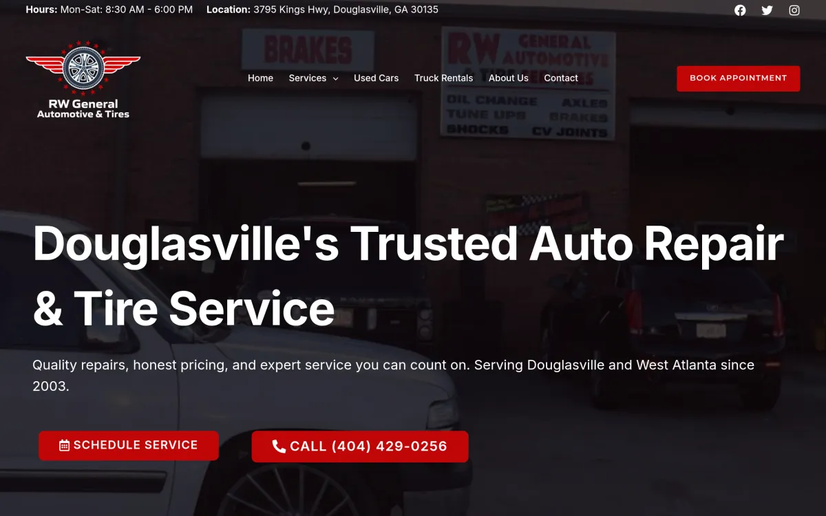 RW Automotives website designed by Insiible Consulting